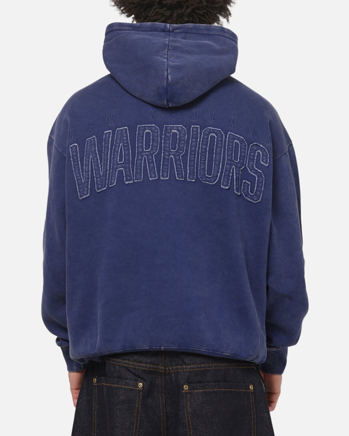 Blue Embroidered Athletic Hoodie with Adjustable Drawstring Hood and Kangaroo Pocket