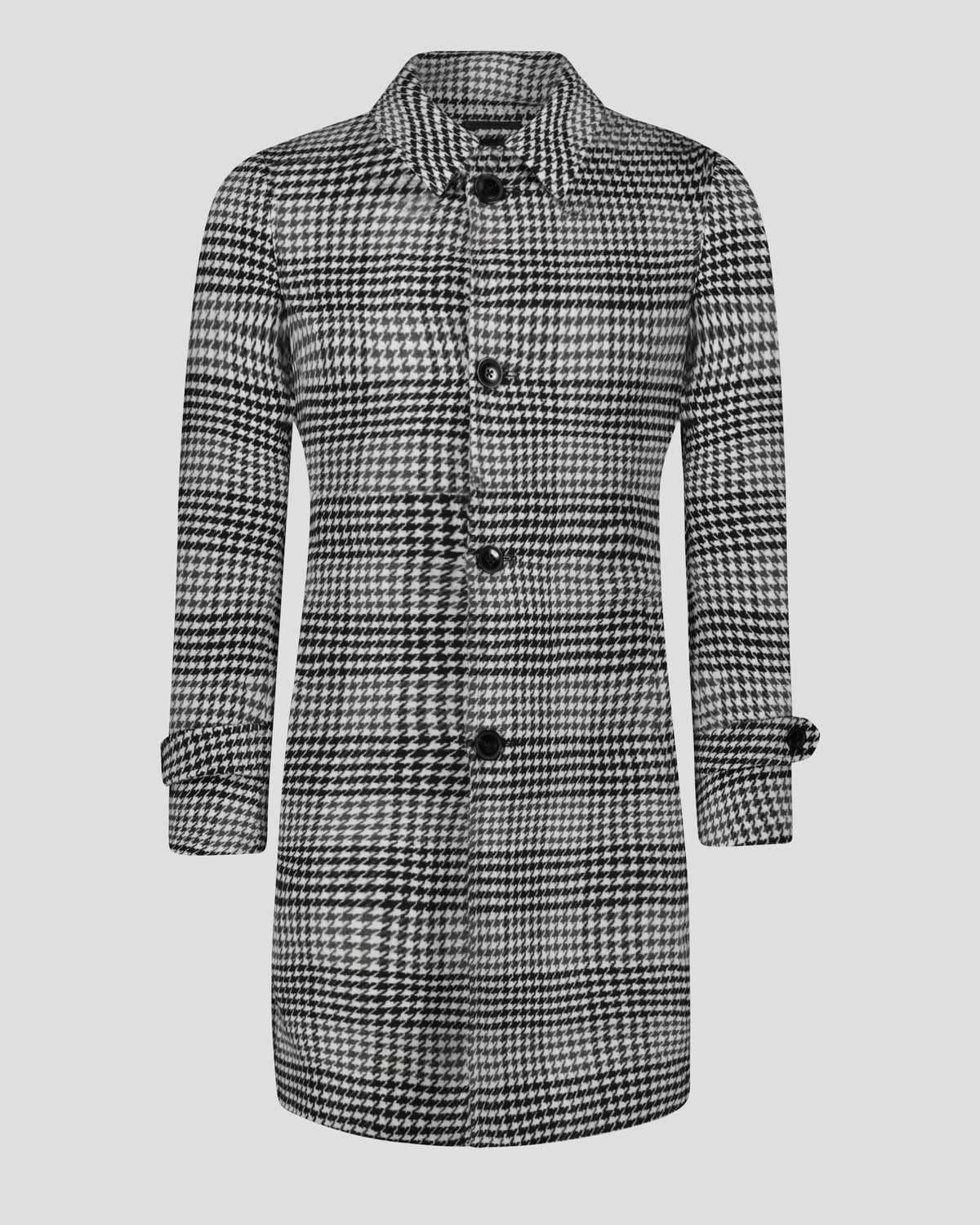 SG Car Coat - Black + White Houndstooth
