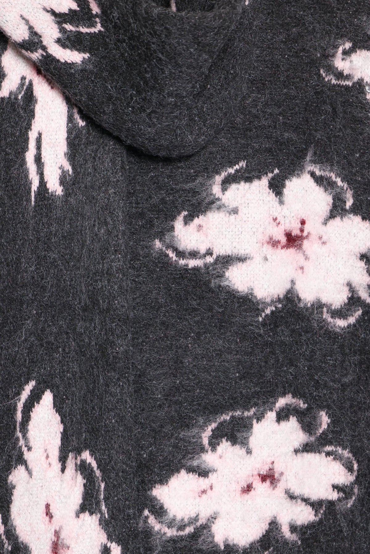 KNITWEAR Garetta Scarf Sweater - Charcoal Pink Floral