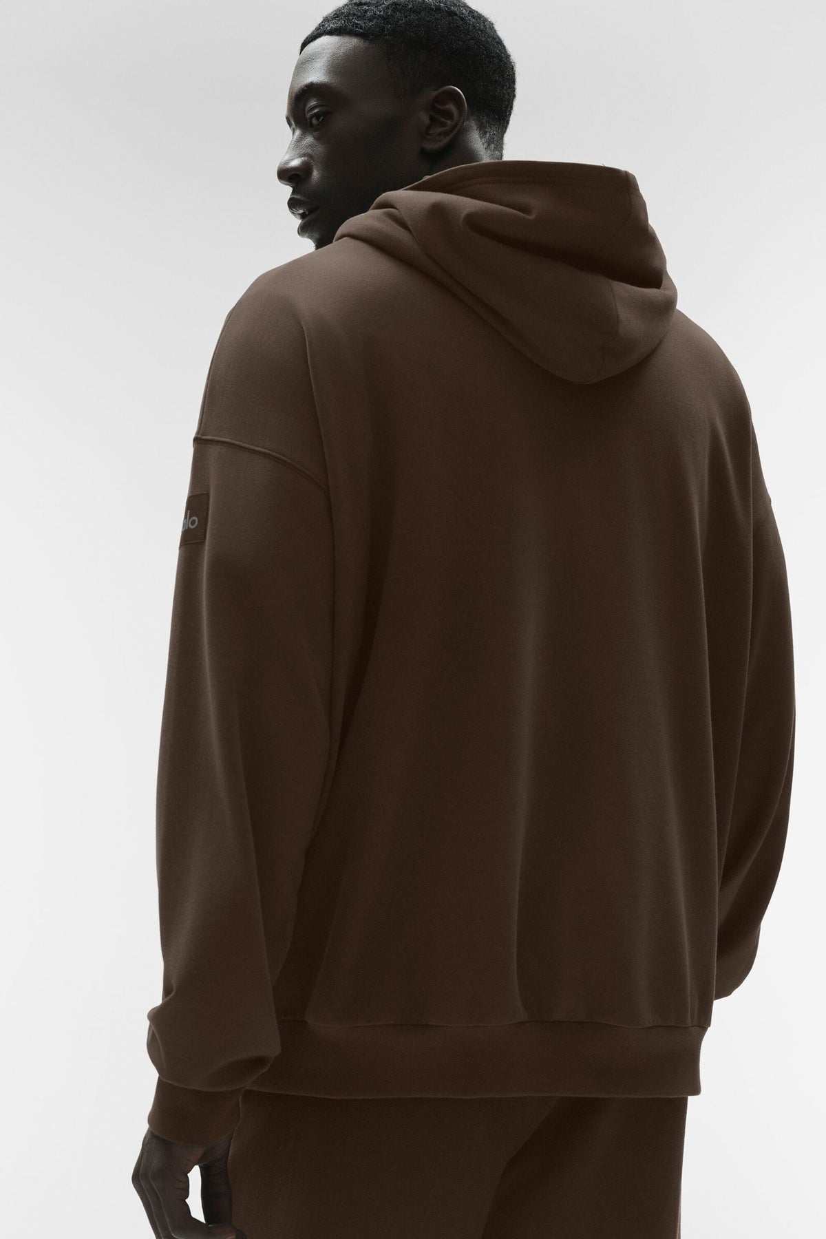 Cotton Blend Pullover Hoodie with Dropped Shoulders and Kangaroo Pocket