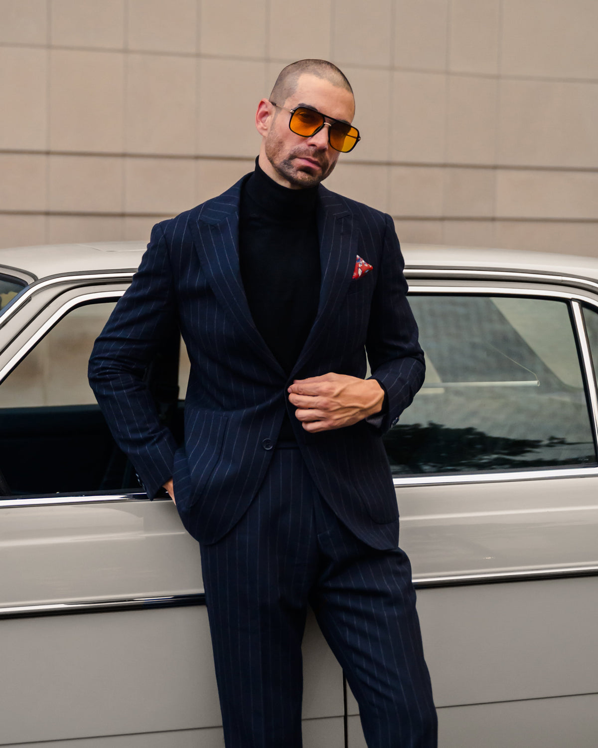 Southern Gents Single Breasted Blazer – Navy Pinstripe
