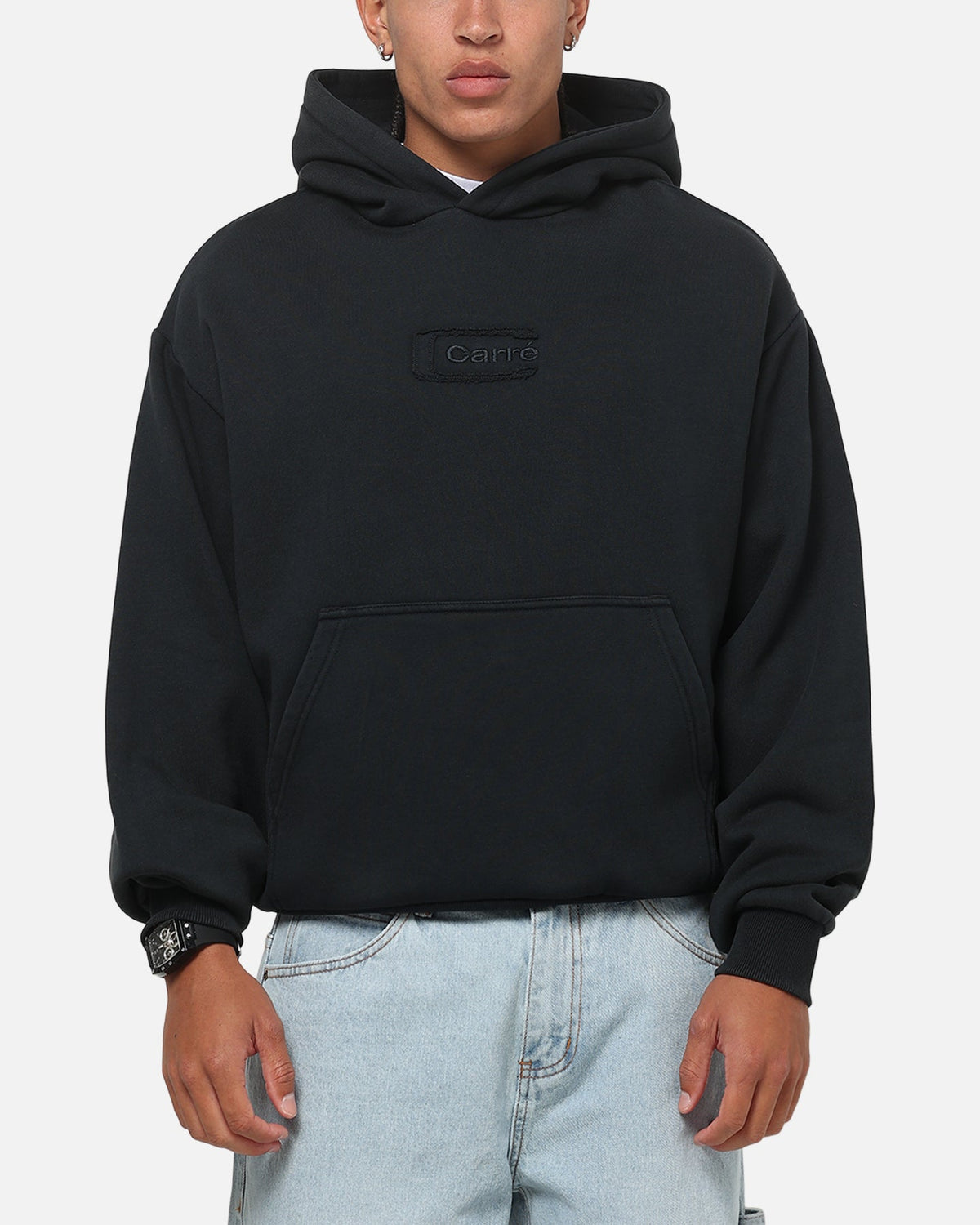 Hooded Sweatshirt with Embroidered Graphic and Kangaroo Pocket, Ribbed Cuffs