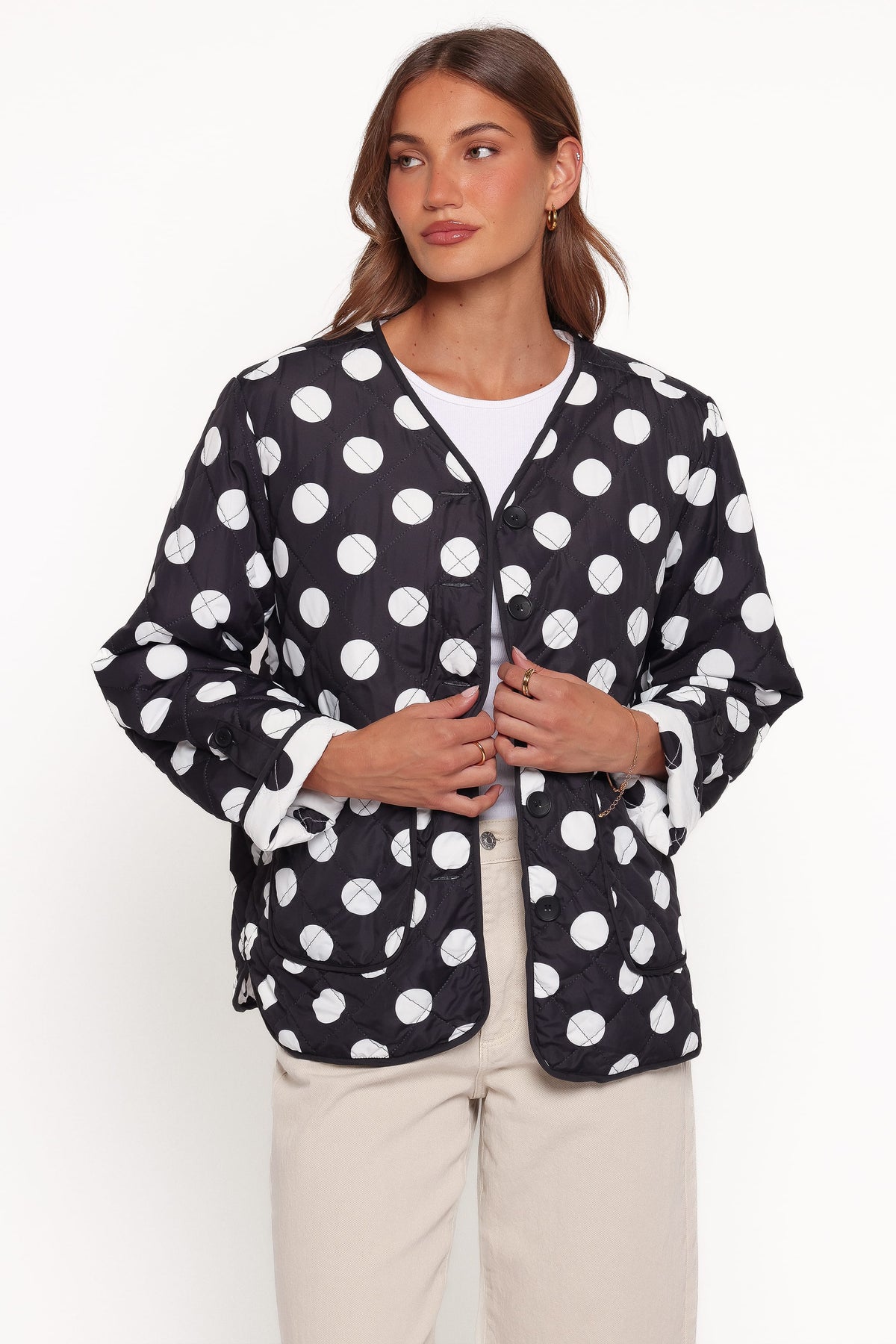 OUTERWEAR Immy Reversible Puffer Jacket - Black/White Dot