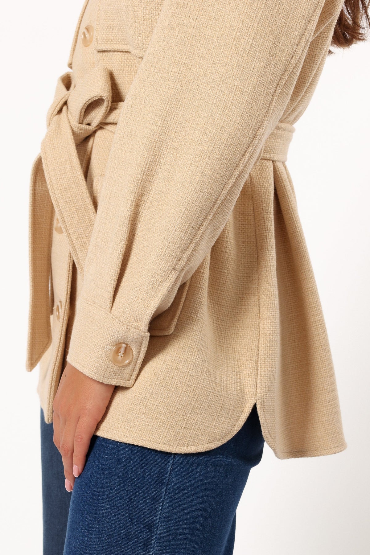Petal and Pup USA OUTERWEAR Arlow Tie Front Shacket - Cream