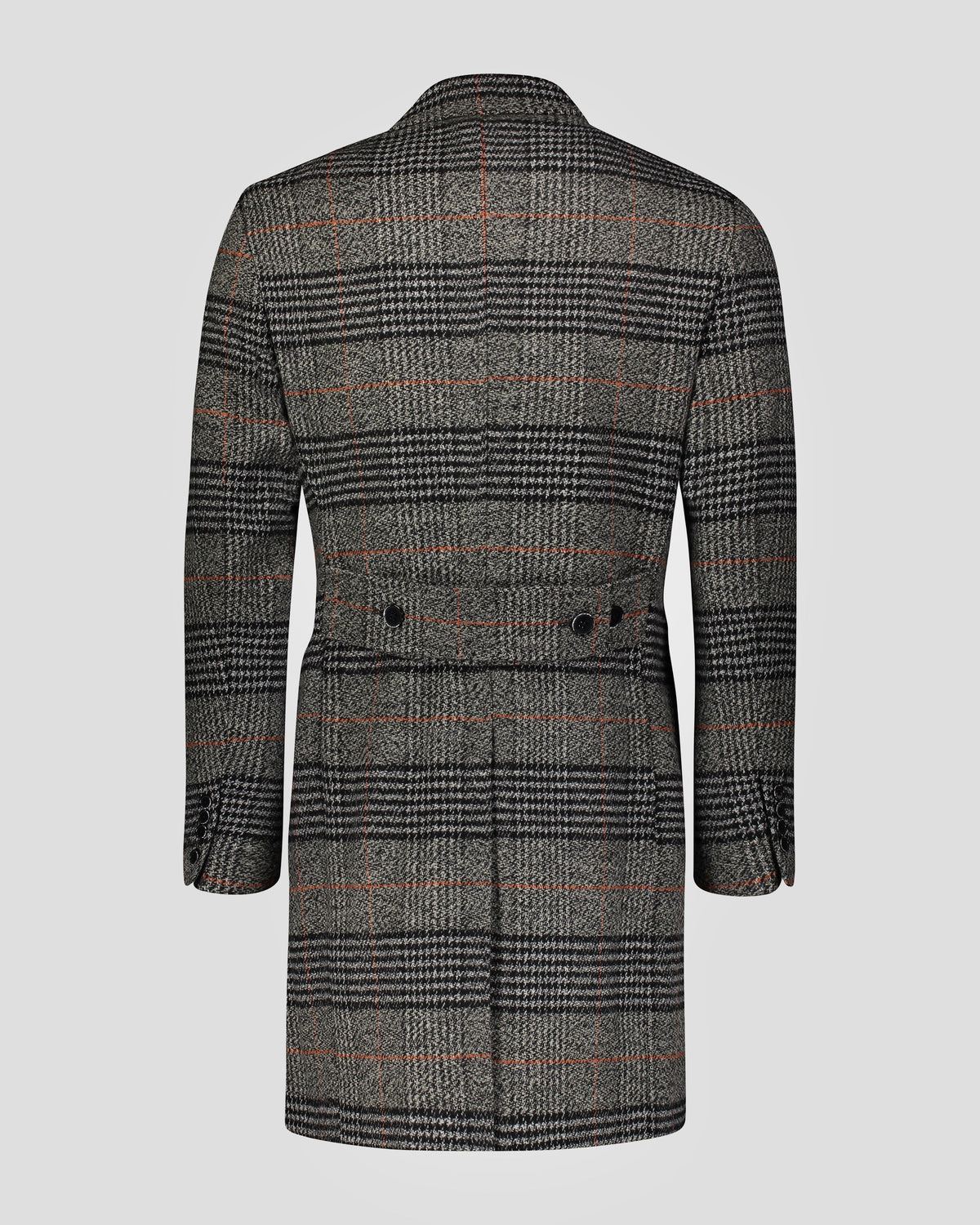 SG Men's Anniversary V Double Breasted Topcoat – Grey + Orange Plaid