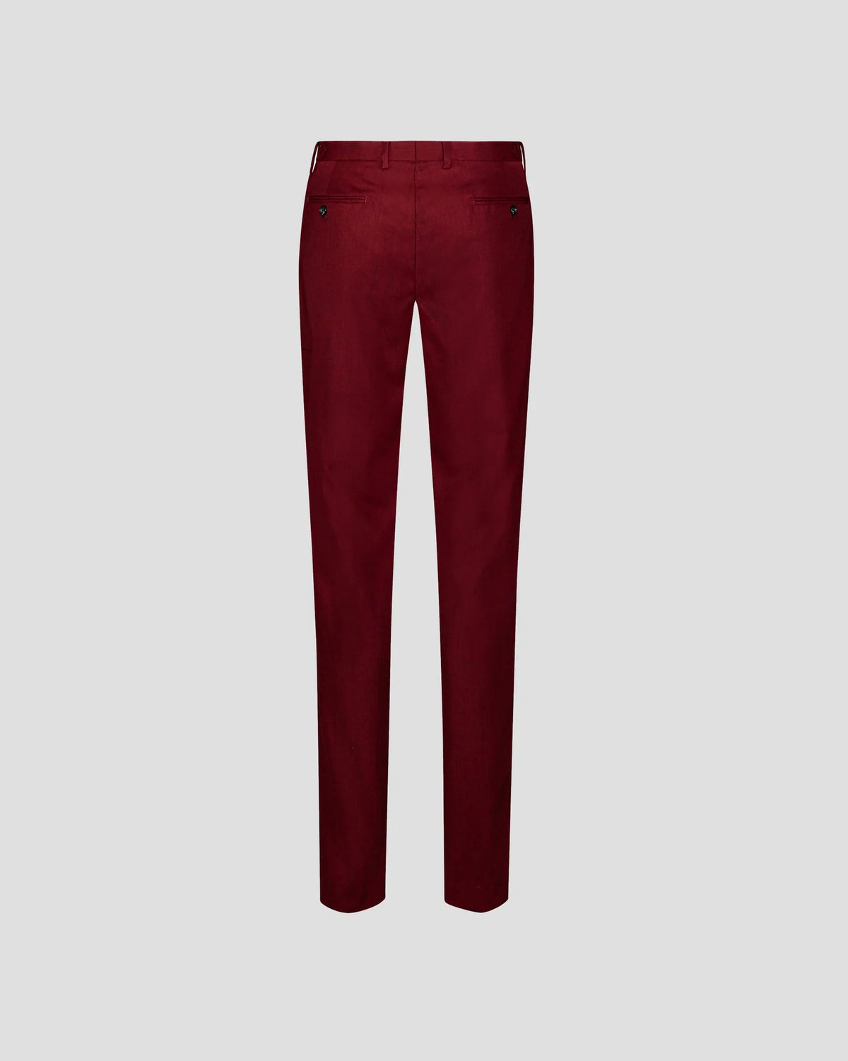Mens Burgundy Straight Leg Trousers with Button Closure and Belt Loops
