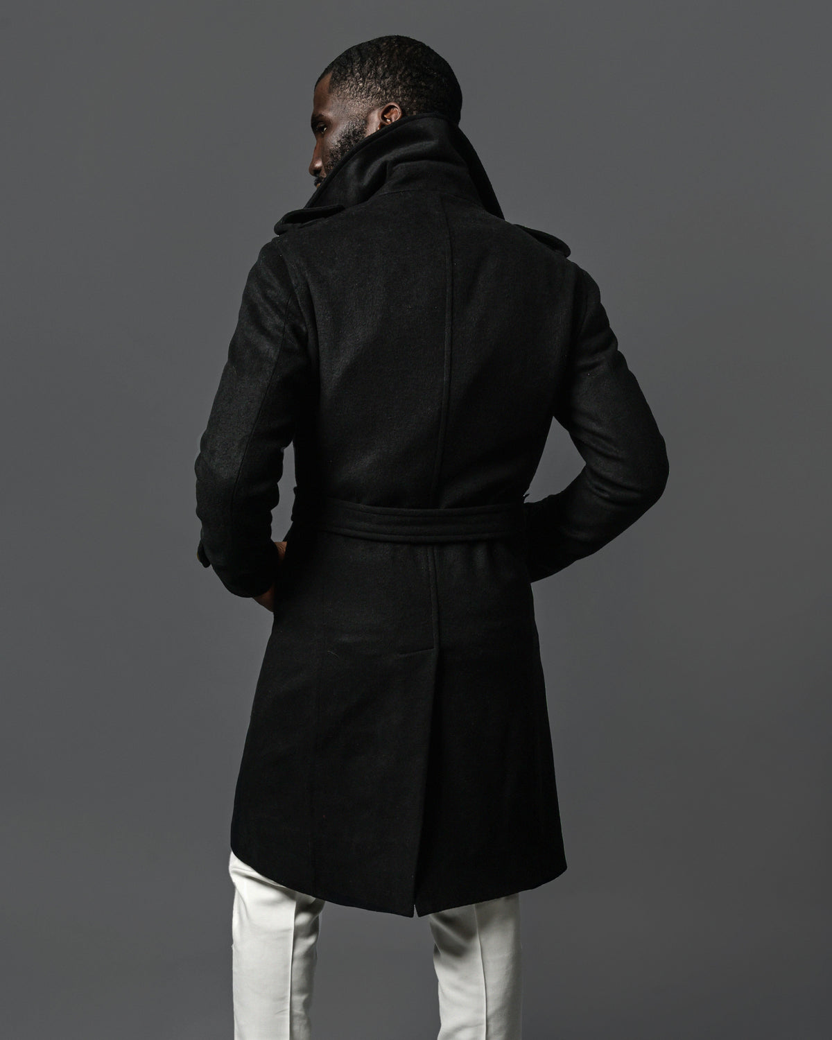 Double Breasted Overcoat for Fall and Winter Wear, Black