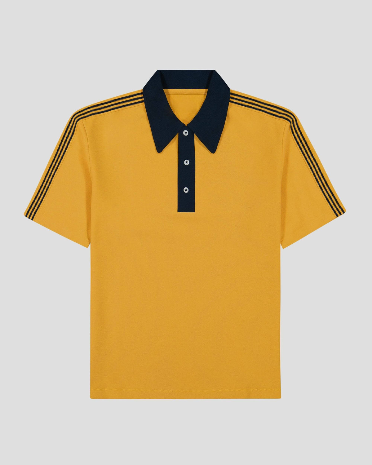 Mens Short Sleeve Polo Shirt with Contrast Collar and Shoulder Stripes