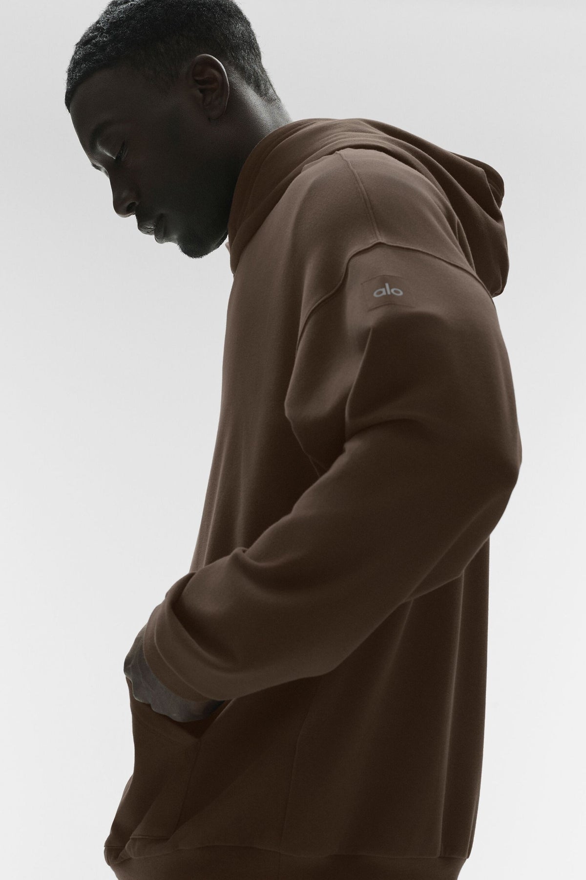 Cotton Blend Pullover Hoodie with Dropped Shoulders and Kangaroo Pocket