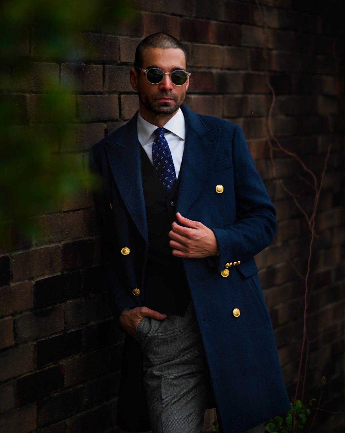 Southern Gents Doublebreasted Coat - Navy + Gold