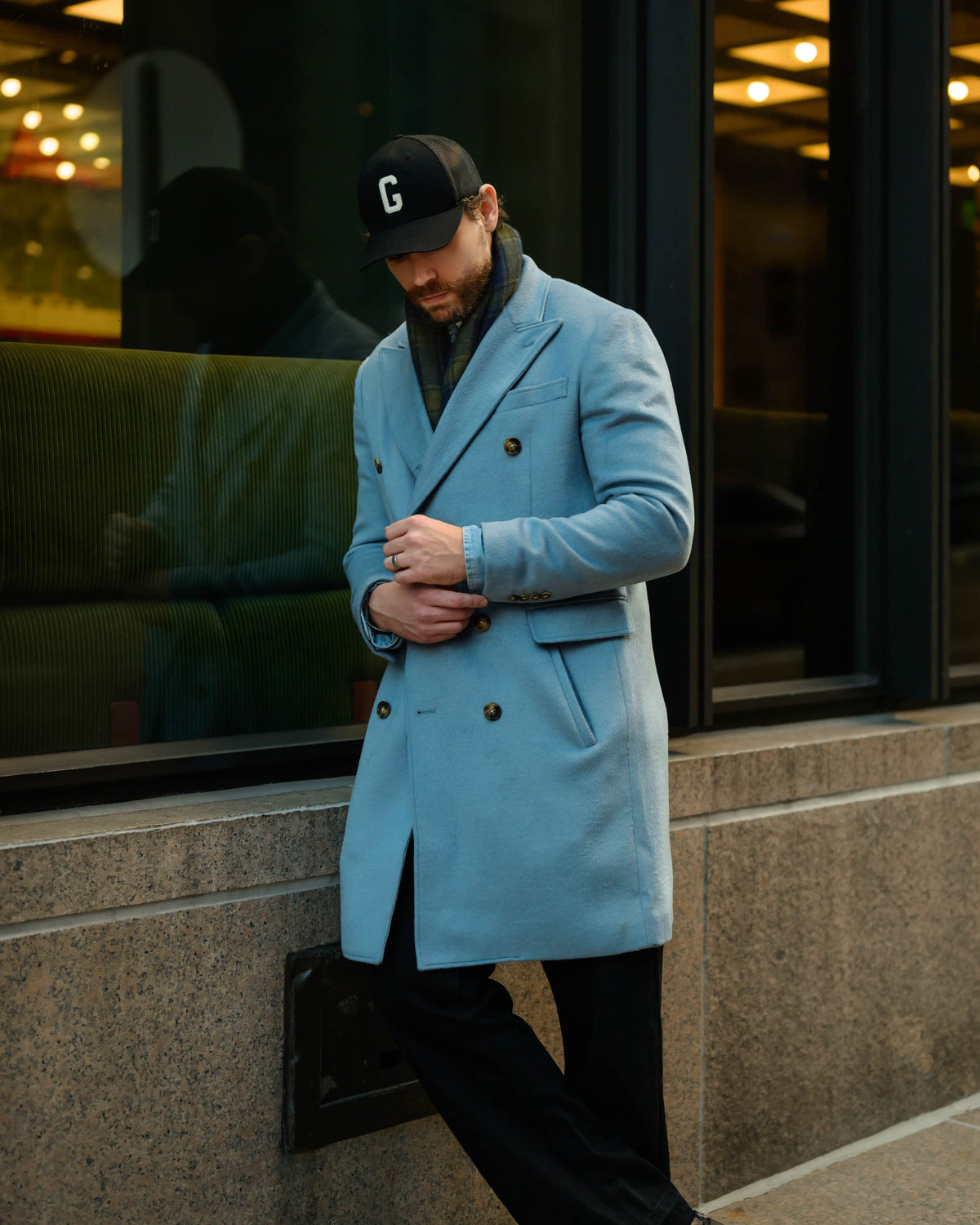 Southern Gents Double Breasted Coat - Pastel Blue
