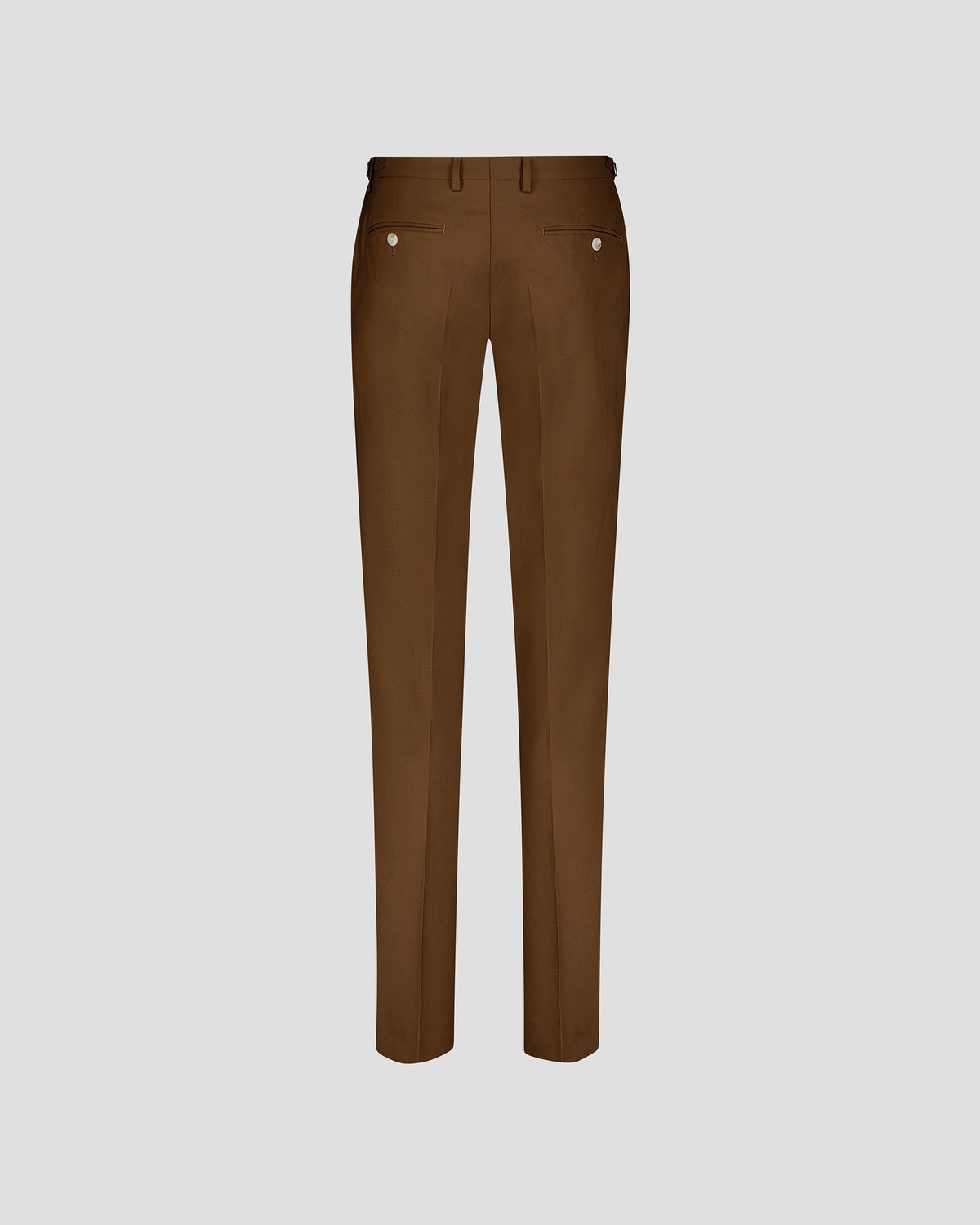 Mens Brown Straight Leg Trousers with Button Closure and Belt Loops