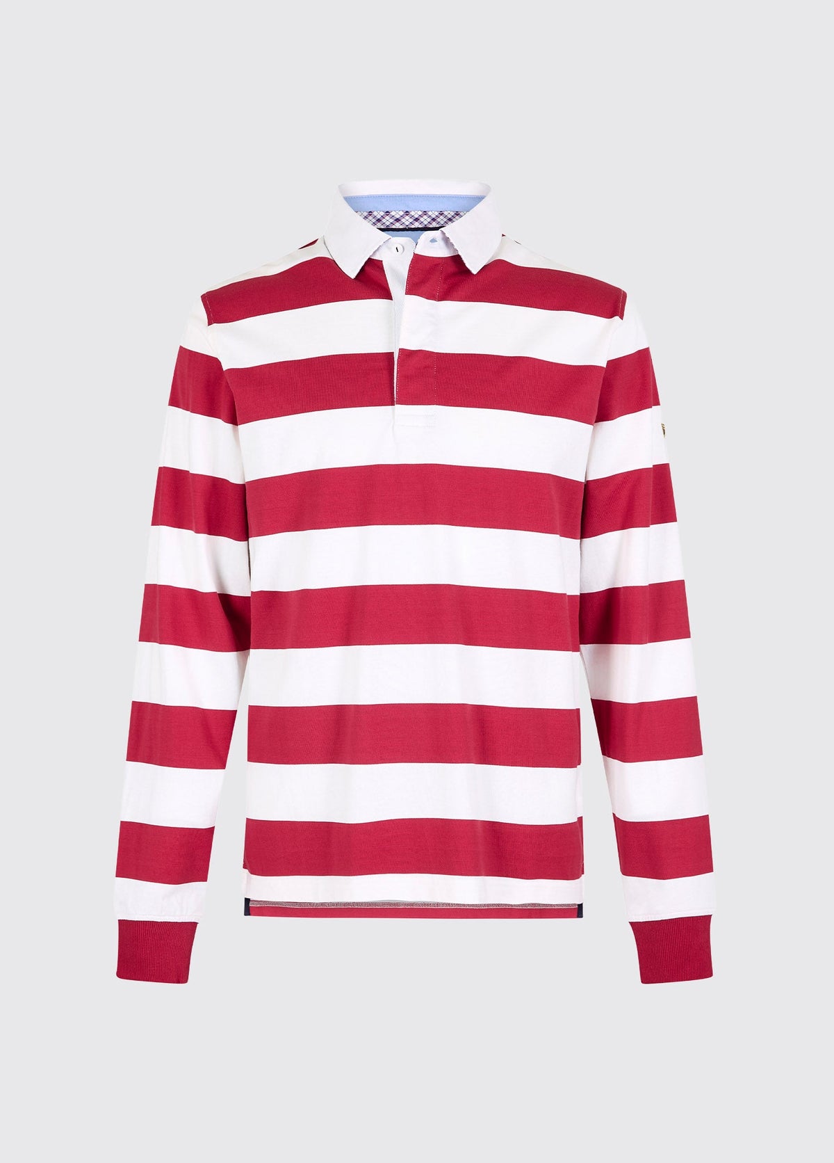 Striped Cotton Rugby Top with Jersey Knit Collar