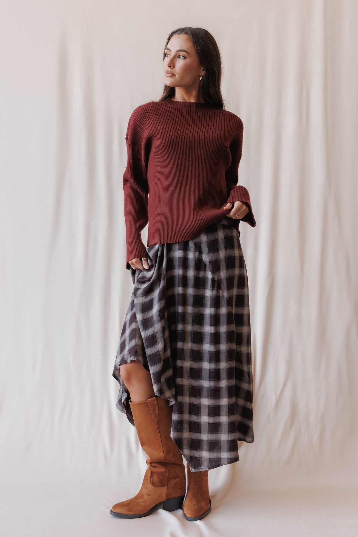 KNITWEAR Bellindah Ribbed Sweater - Burgundy