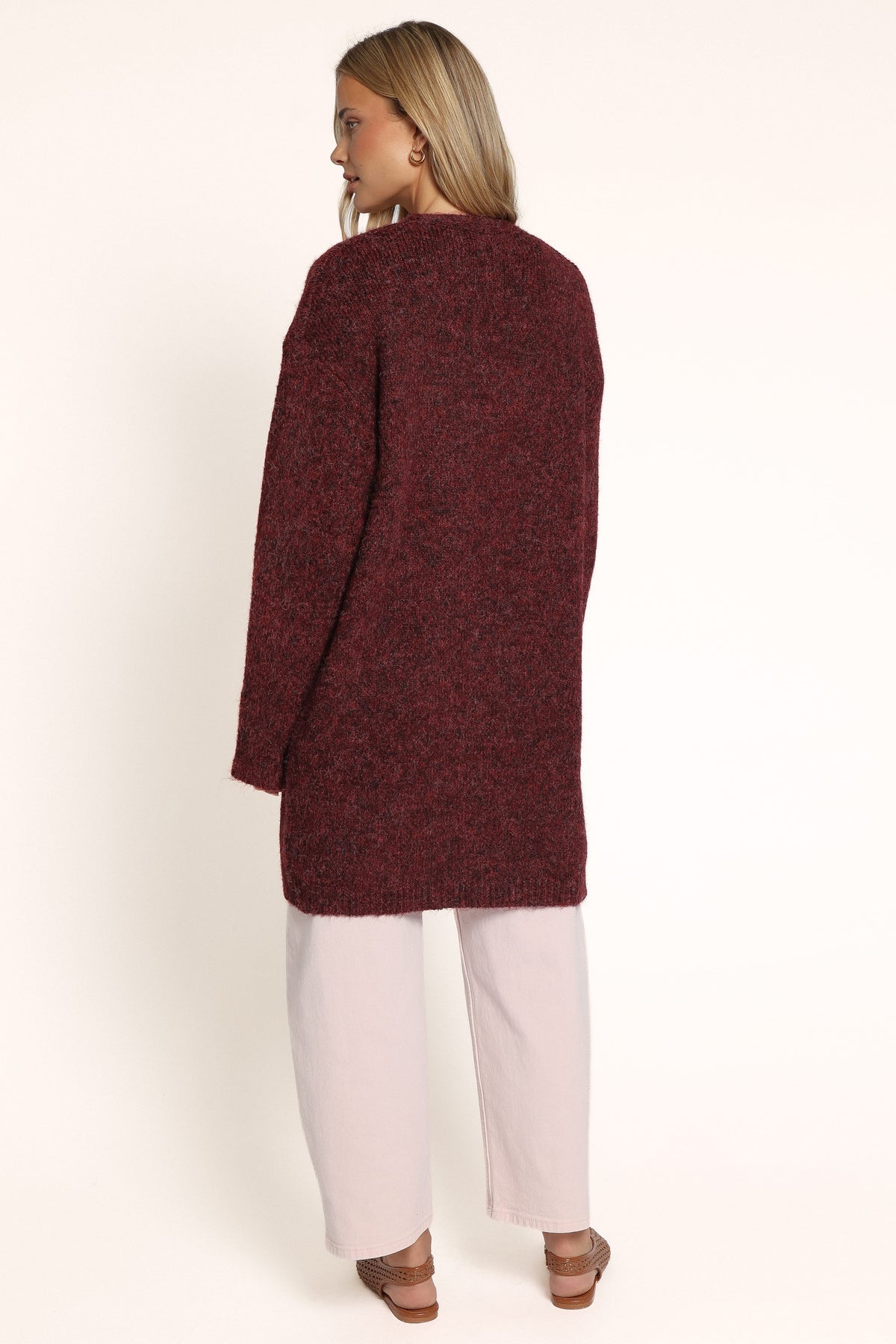 KNITWEAR Freya Long Line Cardigan - Burgundy