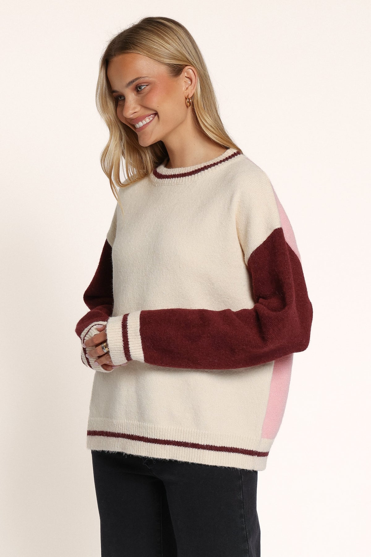 KNITWEAR Lainey Color Block Sweater - Cream