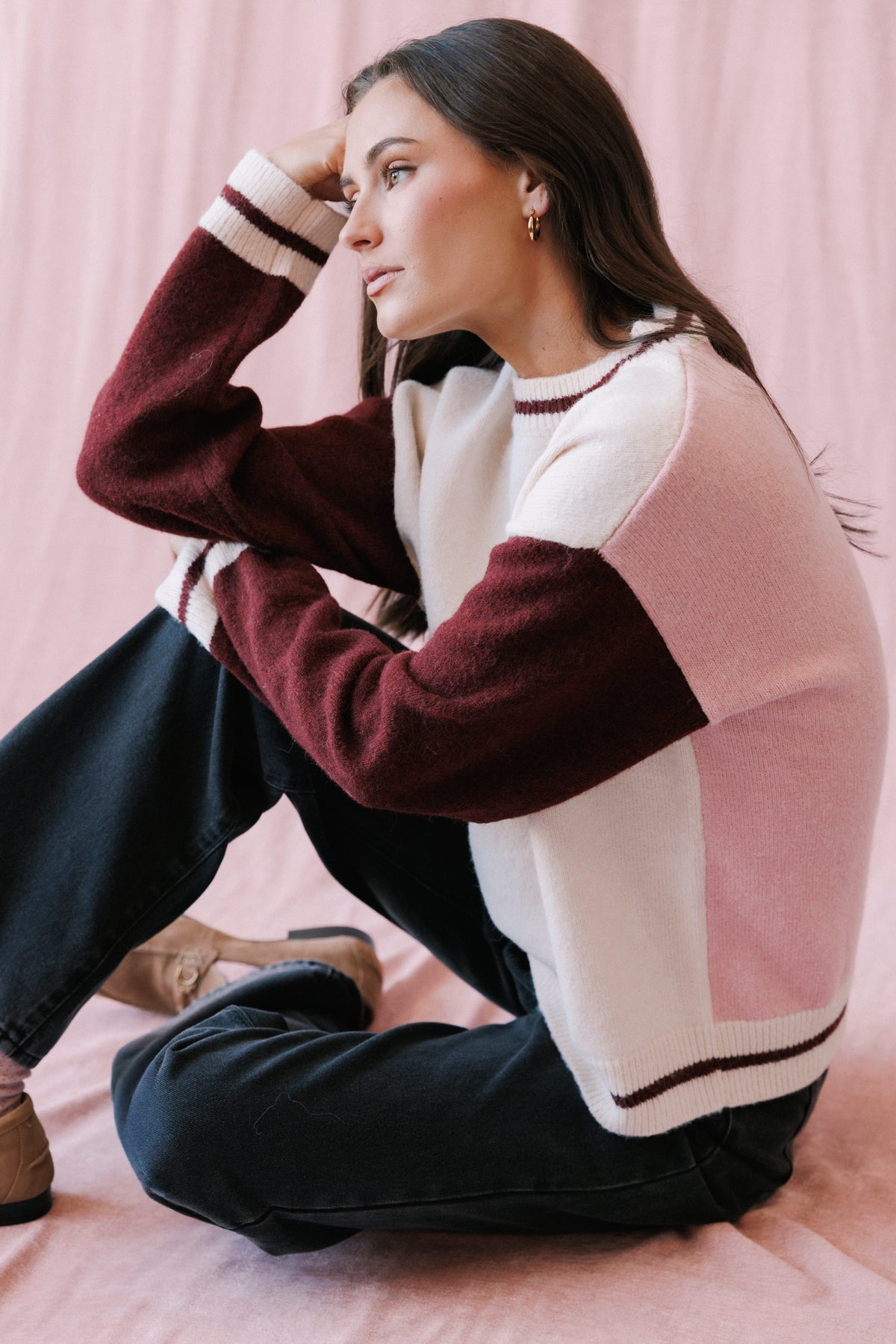 KNITWEAR Lainey Color Block Sweater - Cream