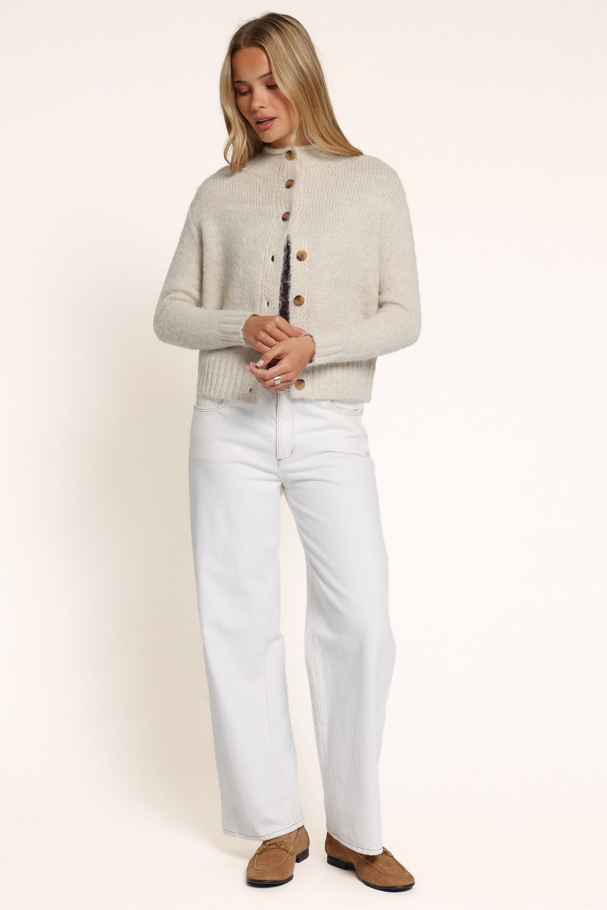 KNITWEAR Rumie Boucle Cardigan - Cream