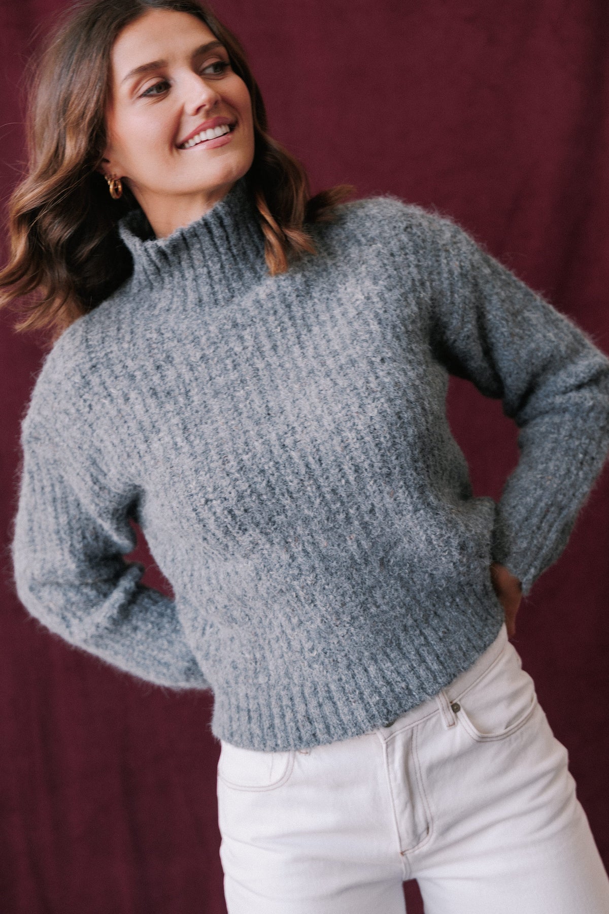 KNITWEAR Sumaya Mockneck Sweater - Grey