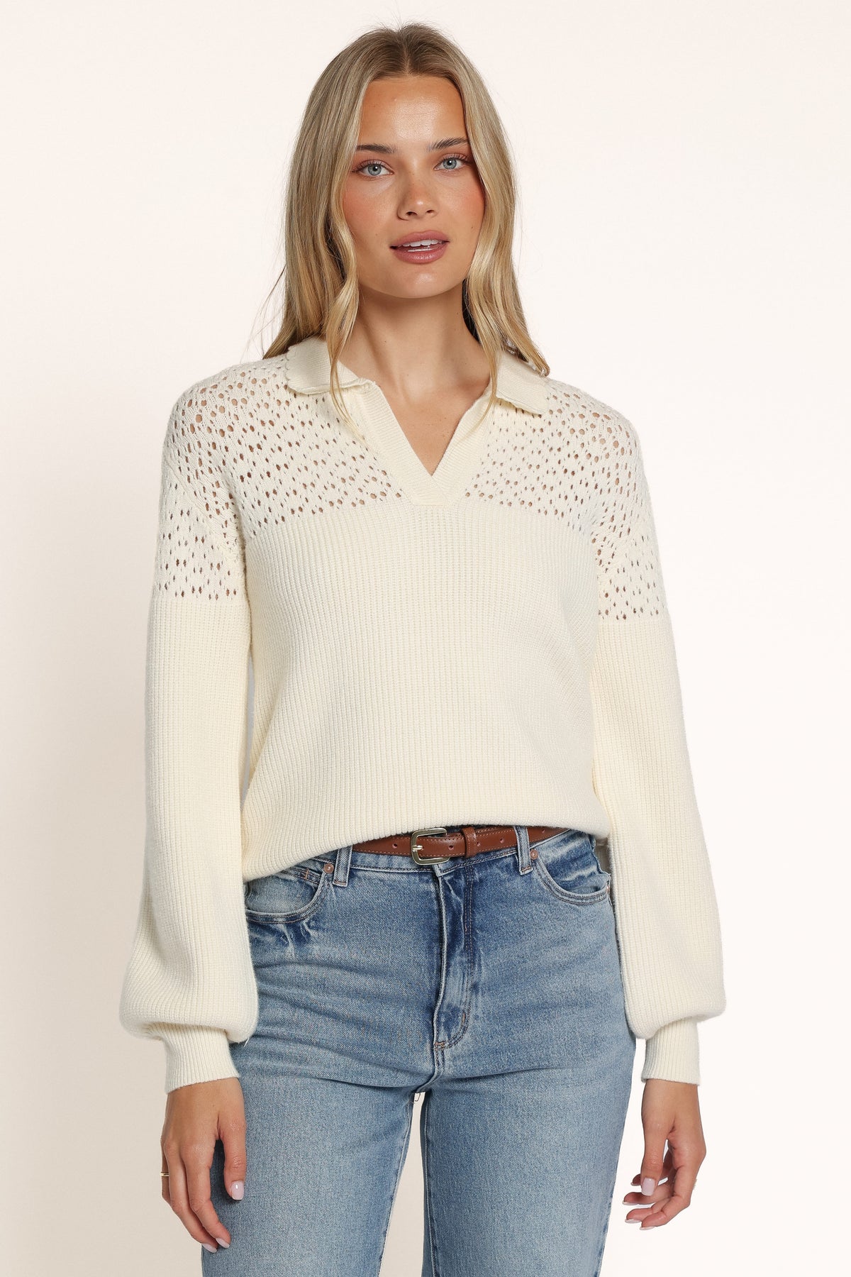 KNITWEAR Surya Collared Sweater - Cream