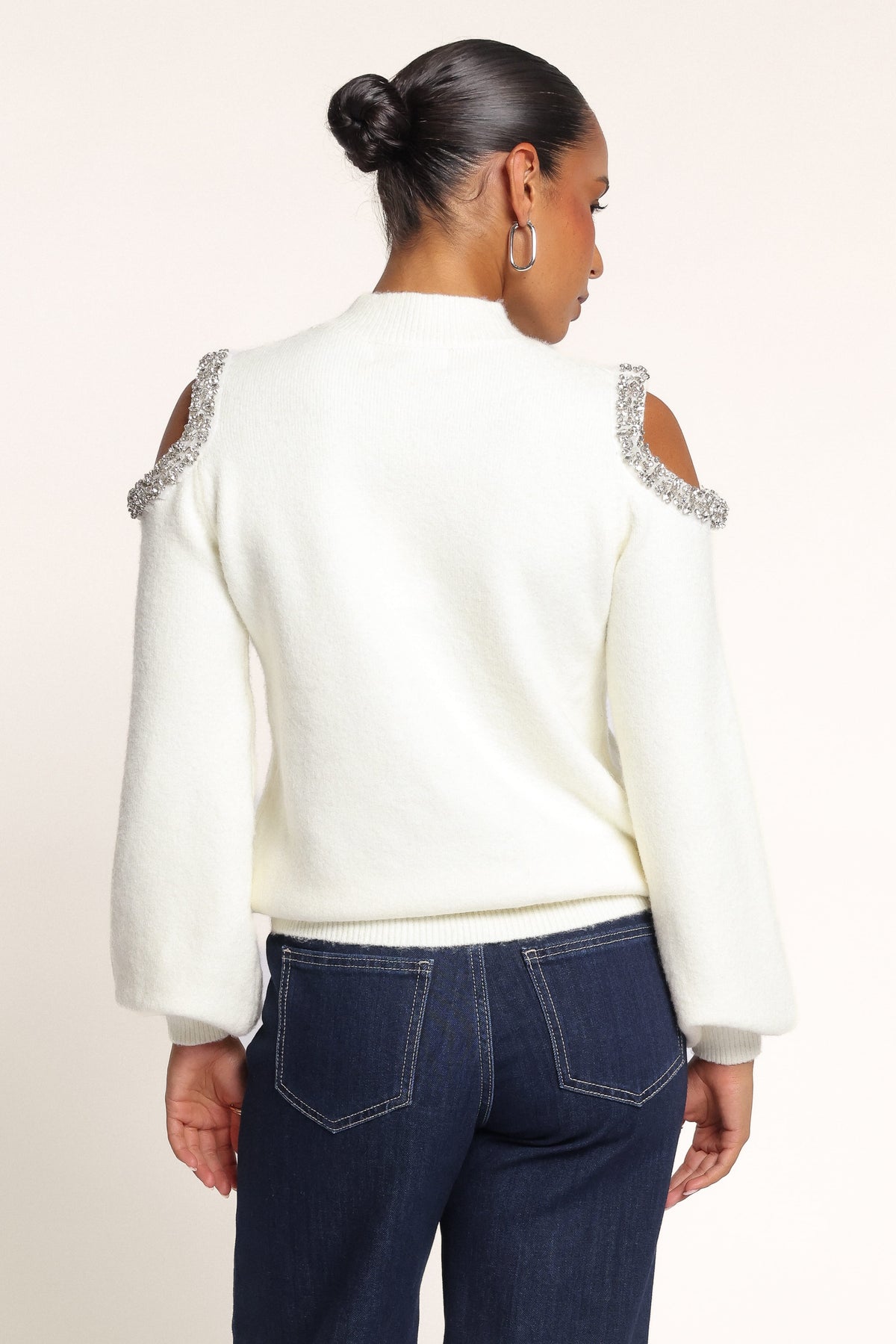 KNITWEAR Xena Cold Shoulder Sweater - Ivory