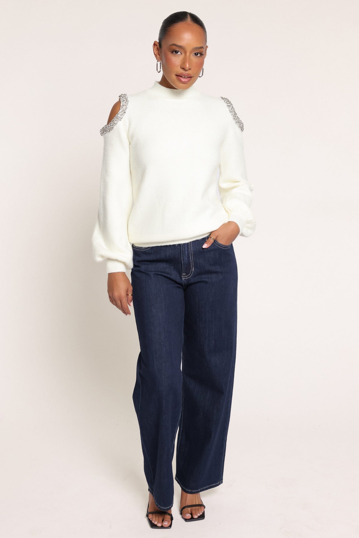 KNITWEAR Xena Cold Shoulder Sweater - Ivory