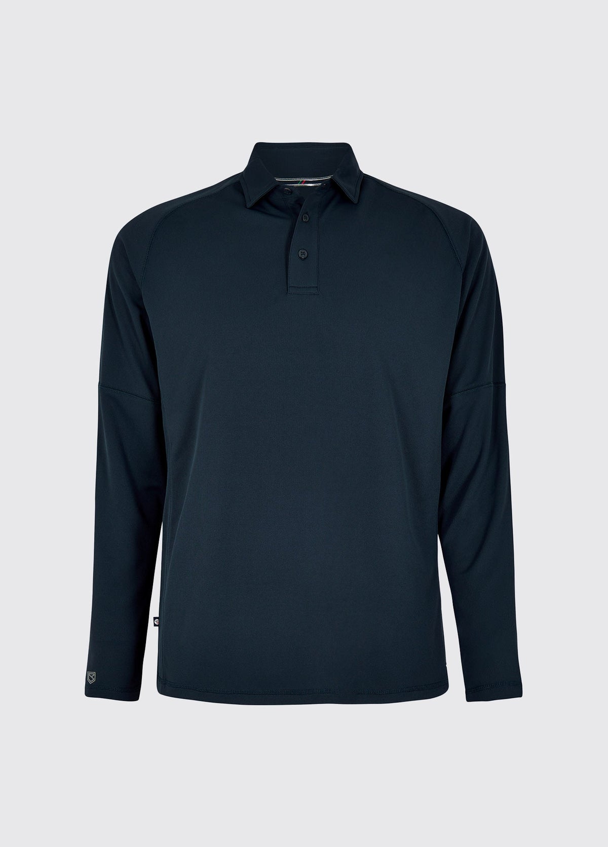 Men's Long-Sleeve Polo with Moisture-Wicking Fabric and UPF-50 Protection, Sunglasses Holder