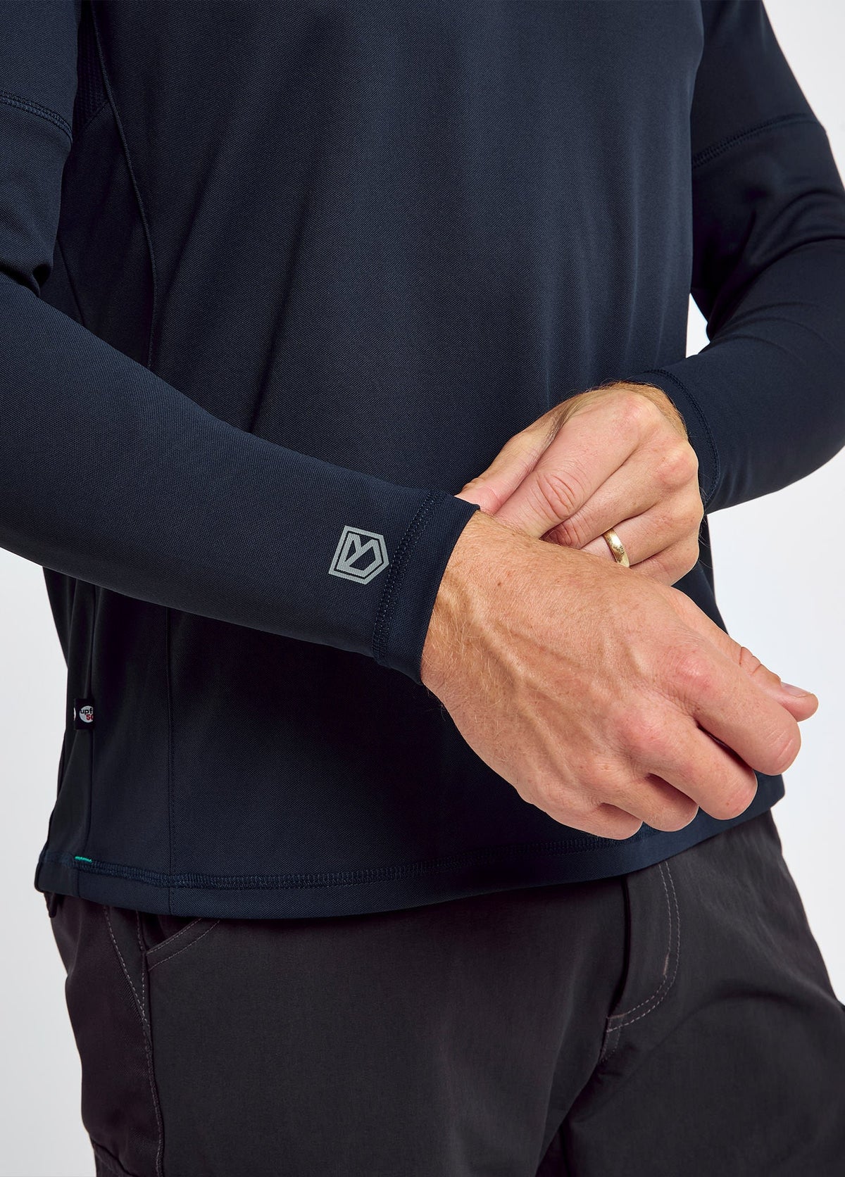 Men's Long-Sleeve Polo with Moisture-Wicking Fabric and UPF-50 Protection, Sunglasses Holder