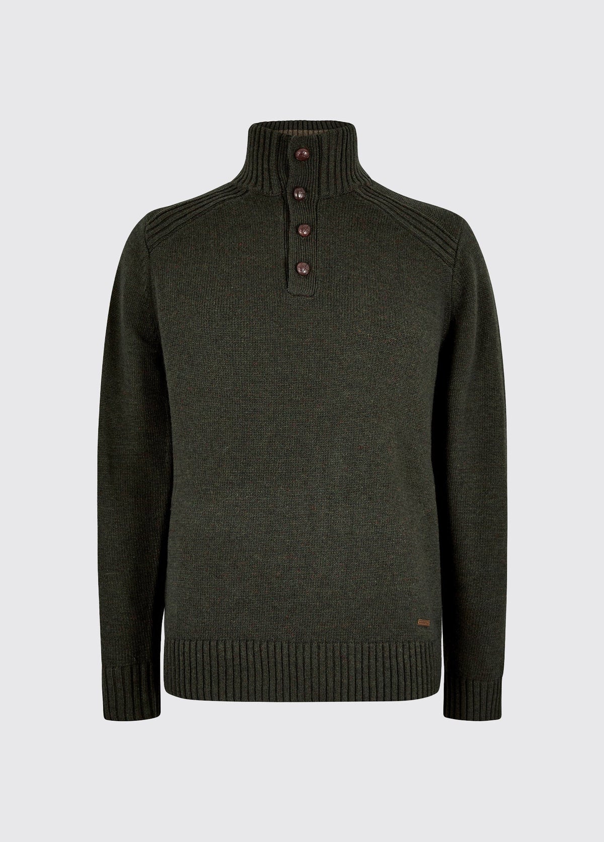 Men's Button-Front Sweater with Rayon Blend and Textured Knit, Olive